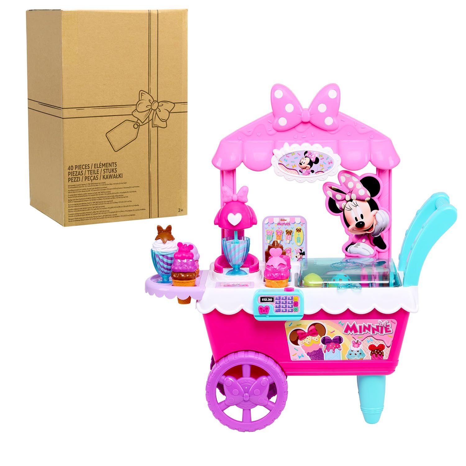 Minnie Mouse Sweets & Treats Ice Cream Cart, Kids Toys for Ages 3 Up, Gifts and Presents