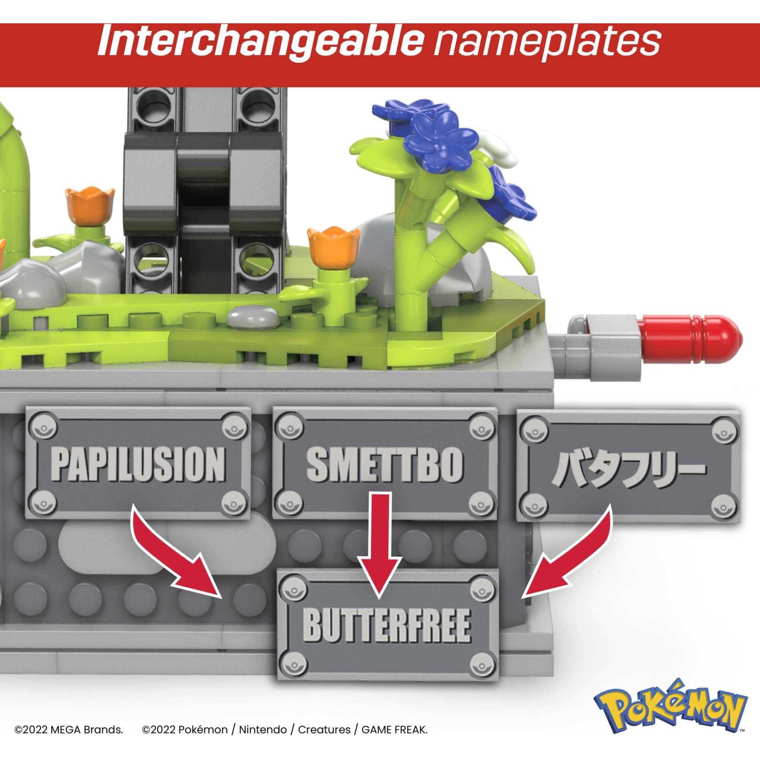 MEGA Pokémon, Motion Butterfree avec 605 pièces, 7&nbsp;po de hauteur, ailes mobiles, collection pour enfants ou adultes.