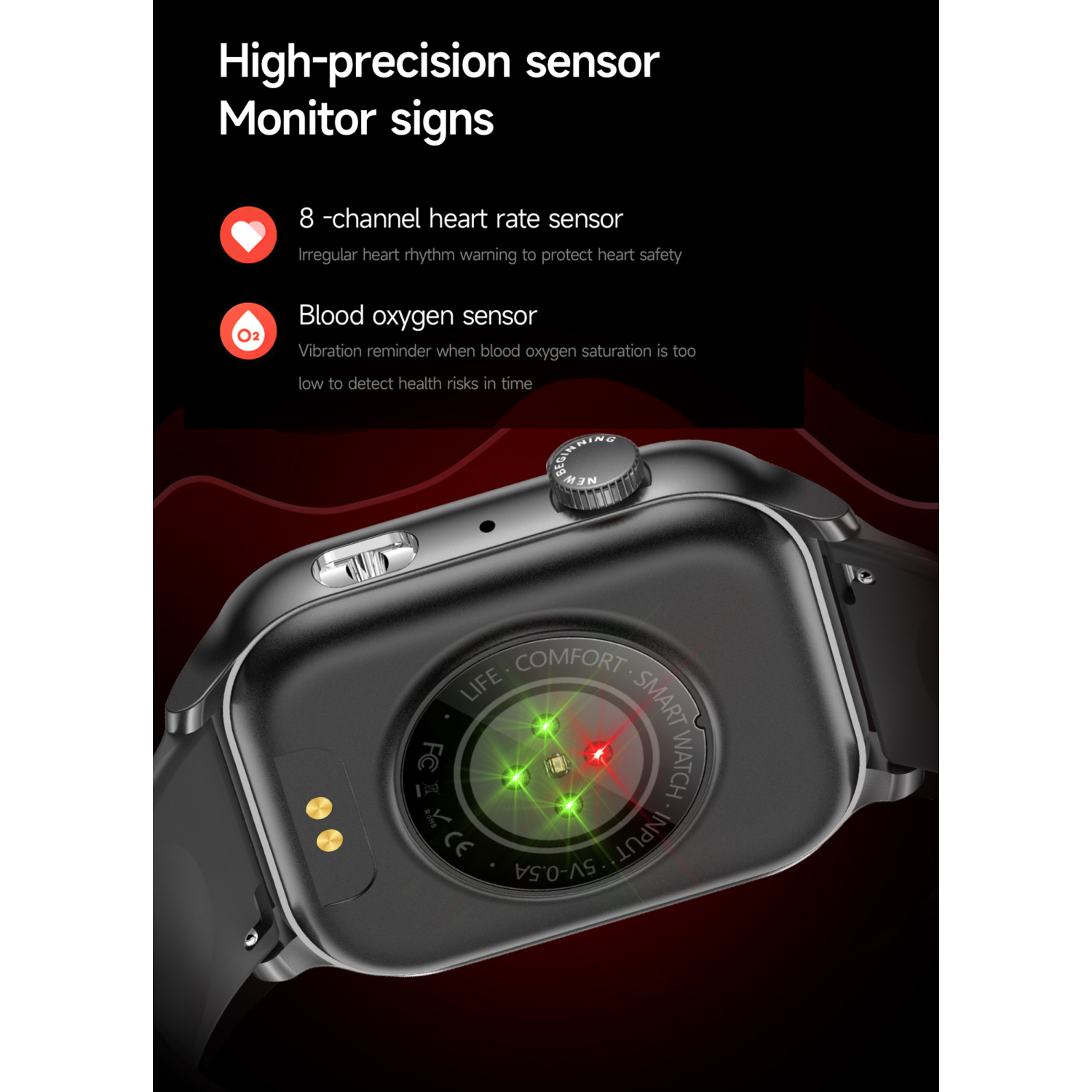 TUTT Smartwatch for Men Women 1.95” AMOLED Screen | Flashlight BT Call Health and Fitness Tracking | K8 Smart Watch