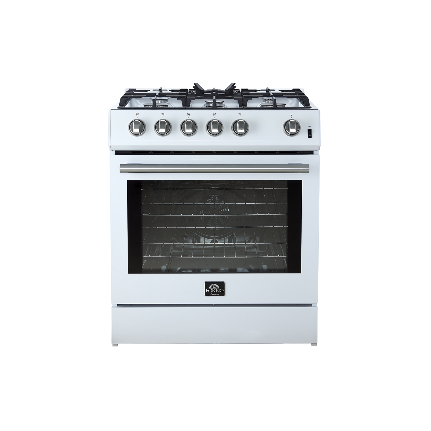 Forno Leonardo Espresso 30" White Gas Range, 5 Burners, 39 500 BTU, 5 cu.ft. Convection Oven