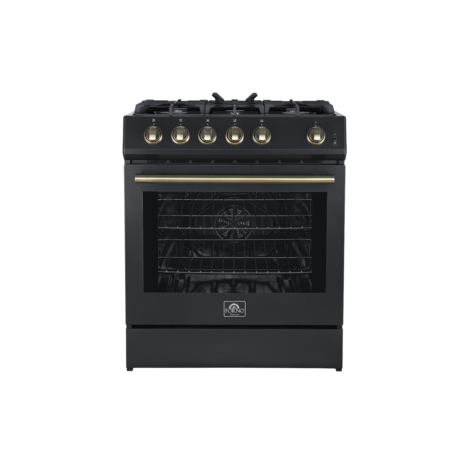 Forno Leonardo Espresso 30" Black Gas Range, 5 Burners, 39 500 BTU, 5 cu.ft. Convection Oven
