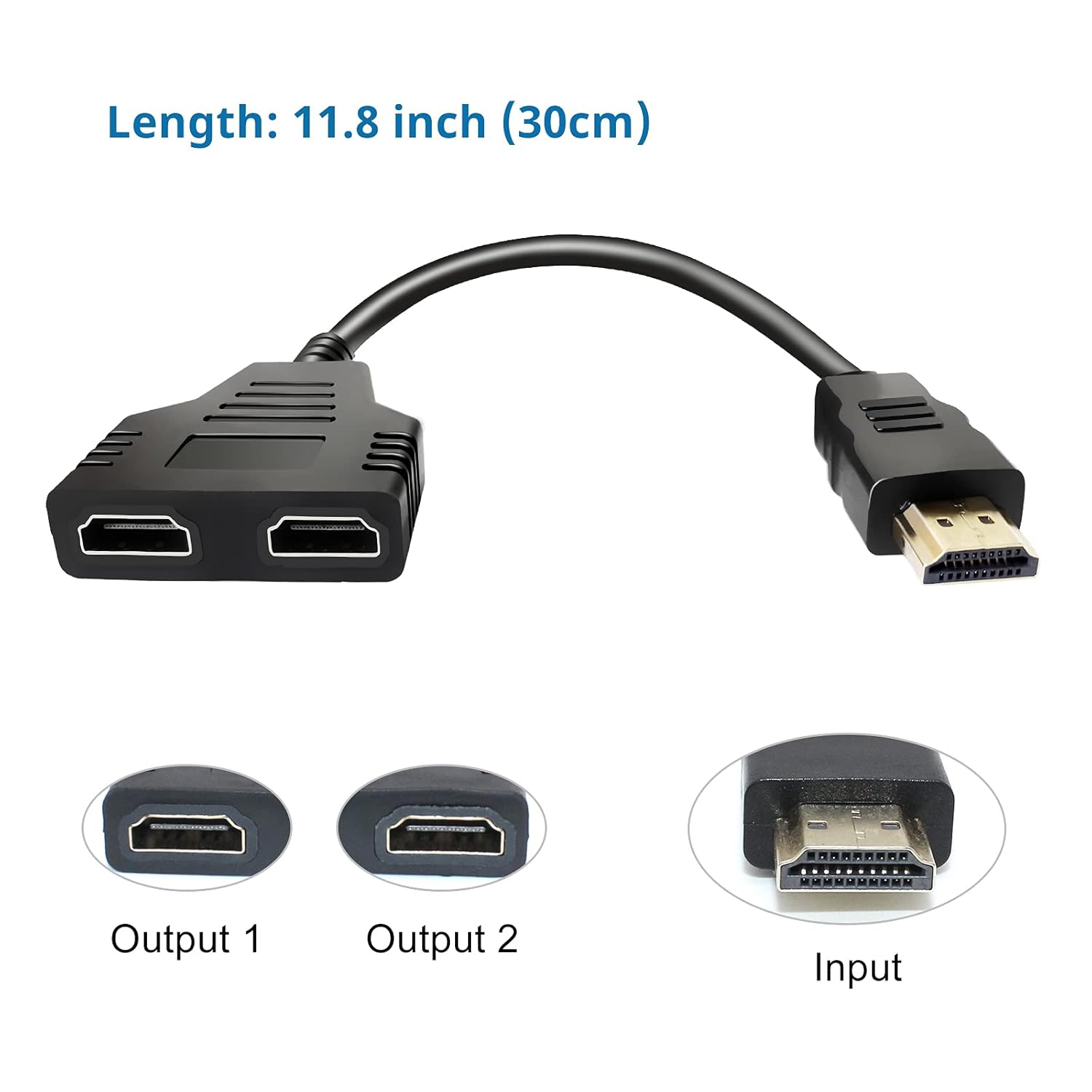 HDMI Splitter Adapter Cable - HDMI Splitter 1 in 2 Out HDMI Male to Dual HDMI Female 1 to 2 Way for HDMI HD, LED, LCD, TV, Support Two The Same TVs