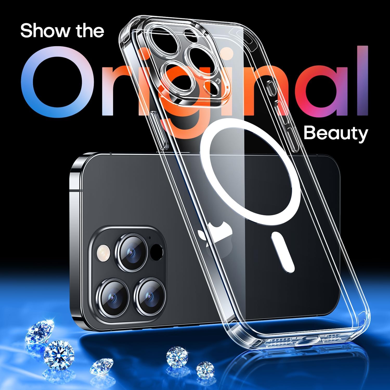 For iPhone 15 Pro Max Case, Compatible with MagSafe, Military-Grade Protection, Yellowing Resistant, Scratch-Resistant Back, Magnetic Phone Case for