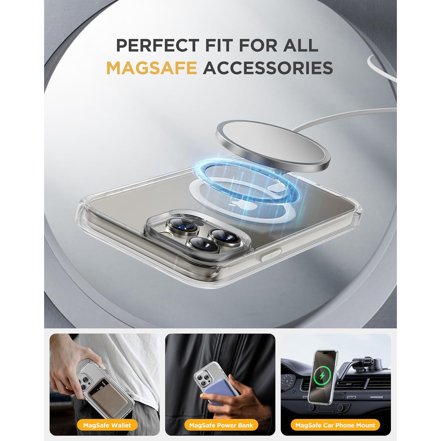 For iPhone 16 Pro Max Case, Compatible with MagSafe, Military-Grade Protection, Yellowing Resistant, Scratch-Resistant Back, Magnetic Phone Case for