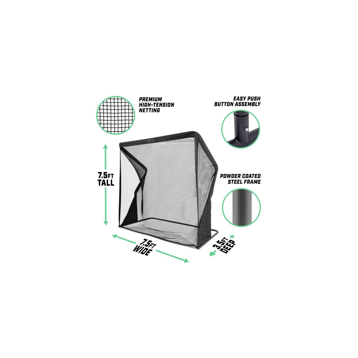 GoSports - Filet d'entraînement de golf ELITE avec cadre en acier - 7 7&nbsp;pi