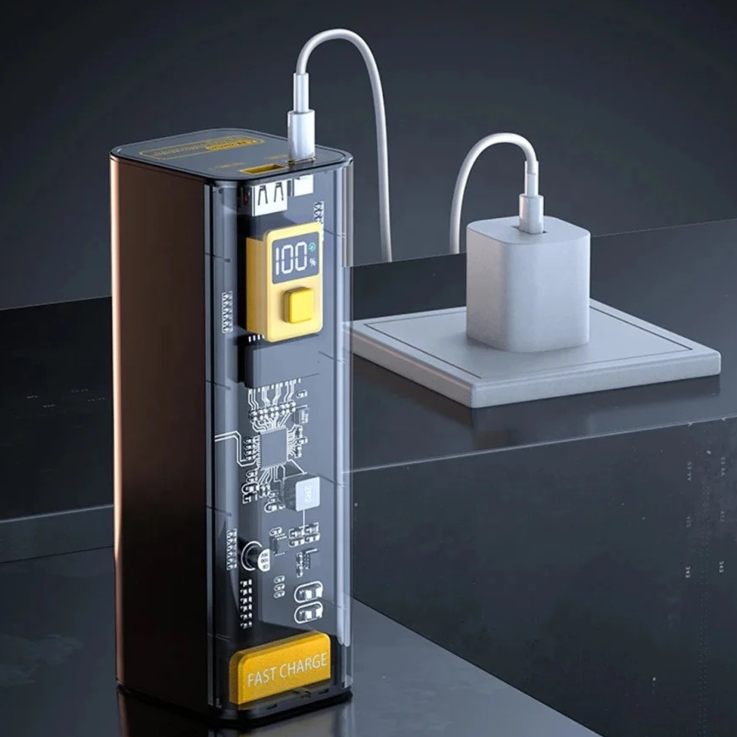 TUTT Transparent High capacity 40000 mAh&nbsp;Power Bank Portable digital display Fast charger Powerbank