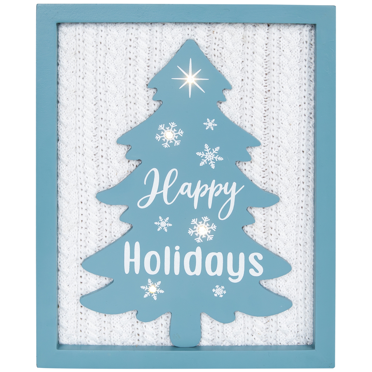 Art mural texturé «&nbsp;Happy Holidays Christmas Tree&nbsp;» avec tricot à mailles torsadées - 12&nbsp;po