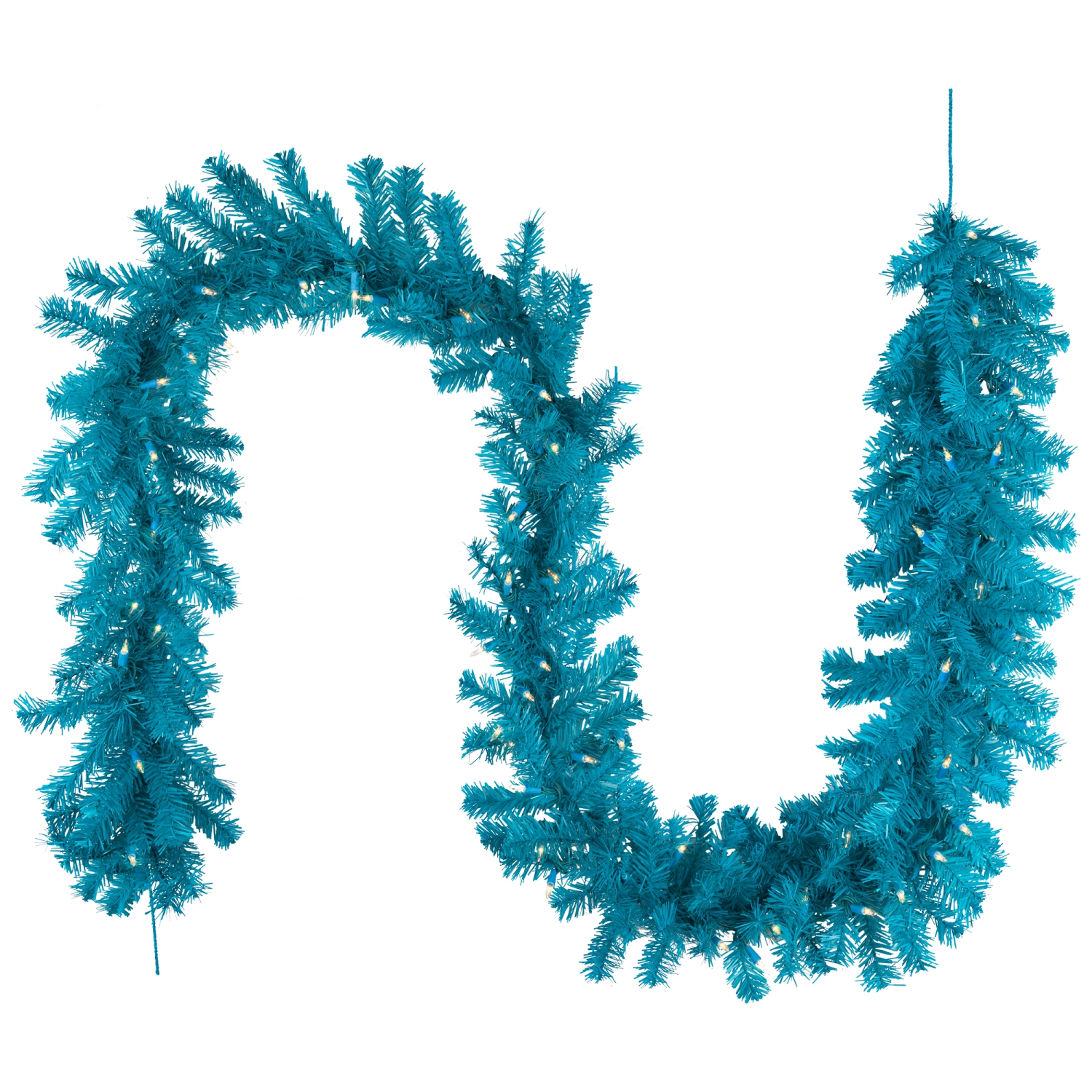 Pre-Lit Artificial Pine Christmas Garland - 9' - Turquois Blue - Clear Lights