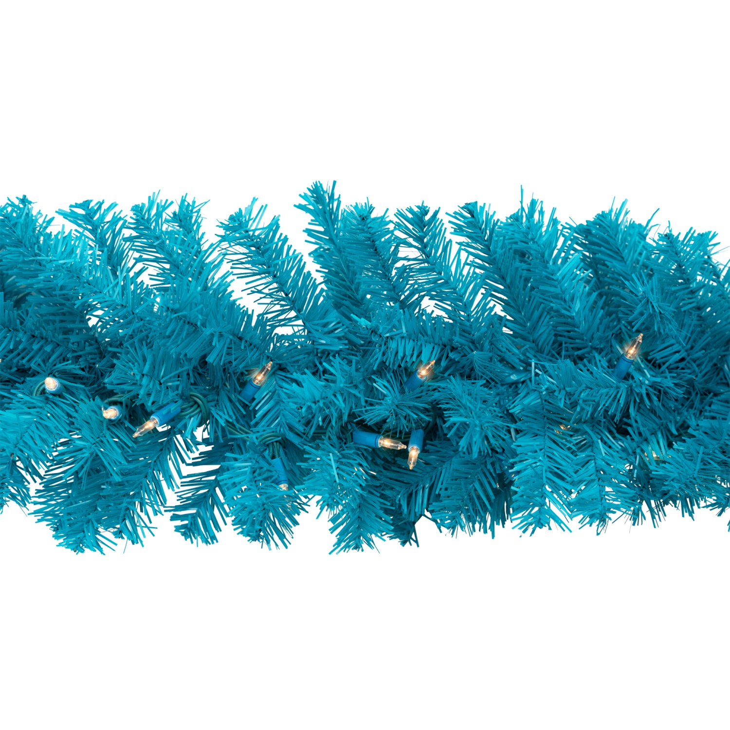 Pre-Lit Artificial Pine Christmas Garland - 9' - Turquois Blue - Clear Lights