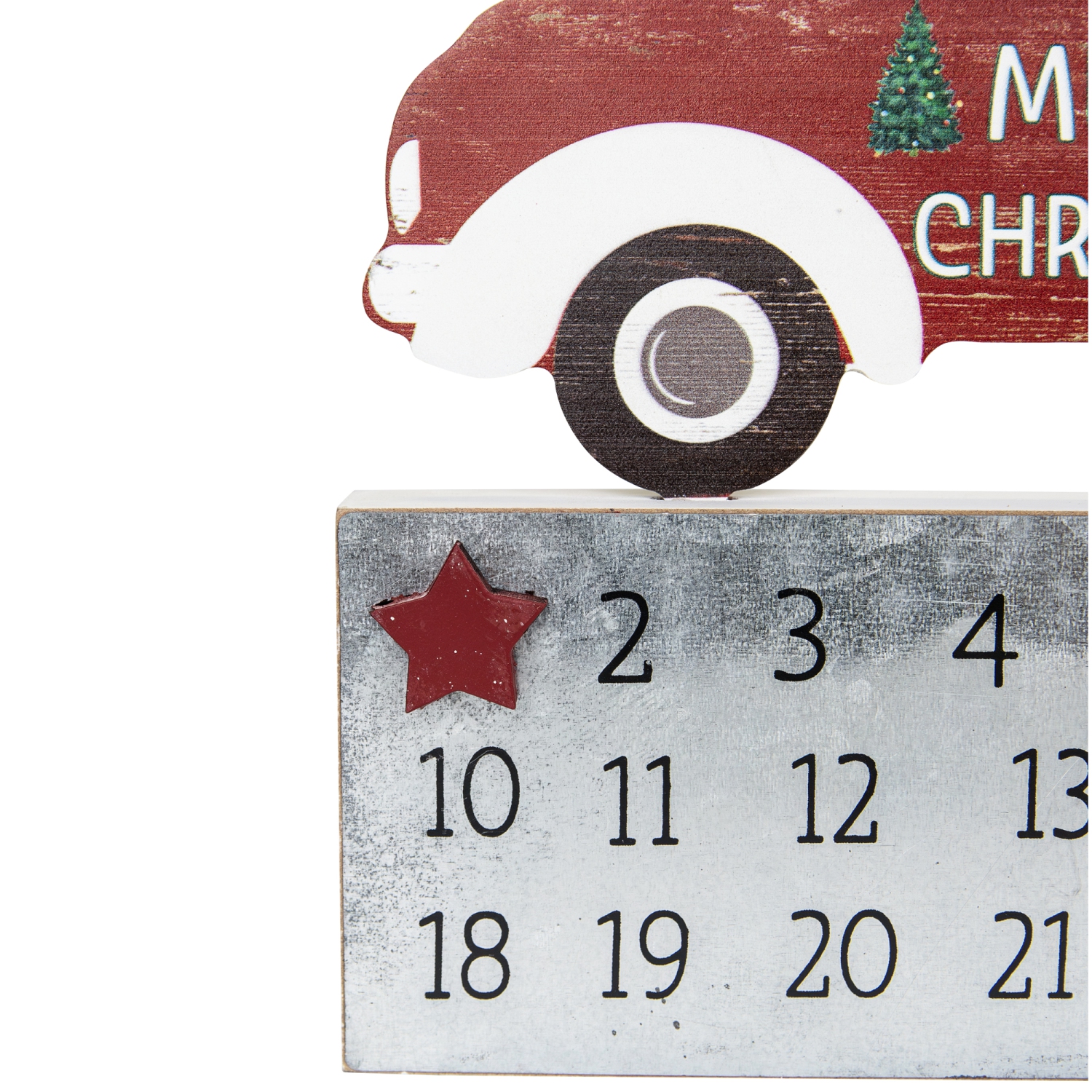 Calendrier de l'Avent en bois Merry Christmas Truck - 9&nbsp;po
