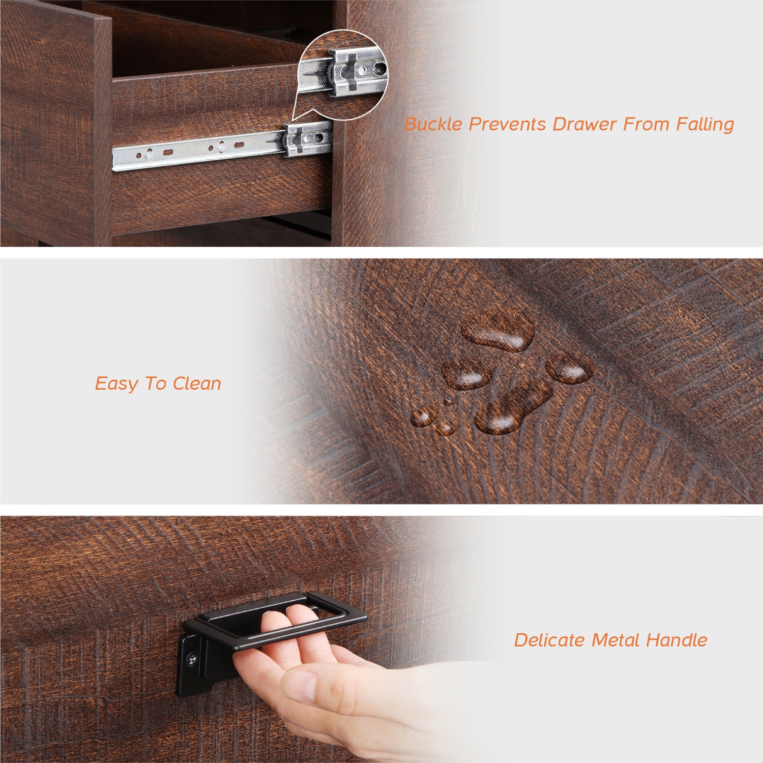 WAMPAT Dresser for Bedroom with 6 Drawers,Farmhouse Modern Closet Storage Organizer, Chest of Drawers with Metal Handles, Wood Dresser for Liviing