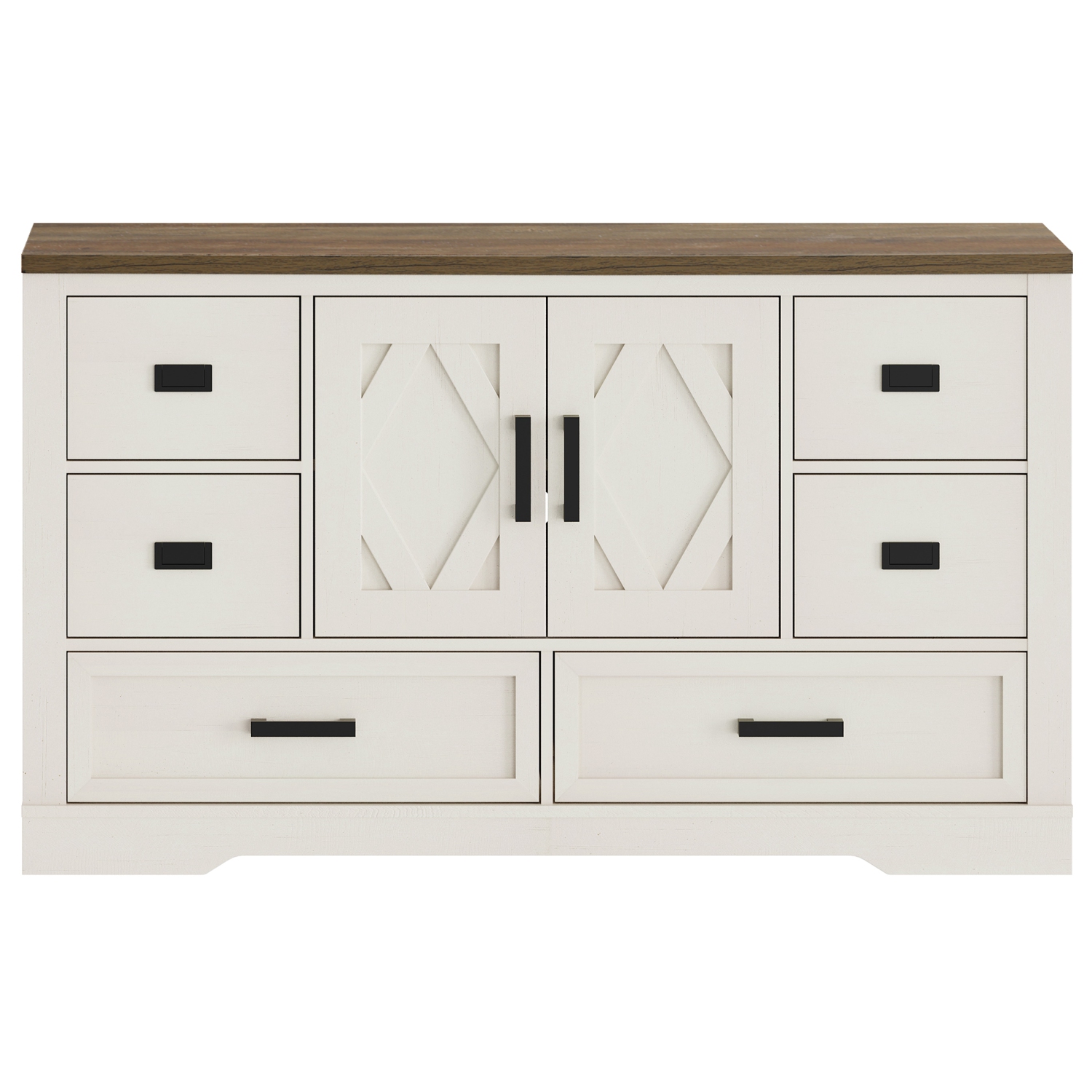 WAMPAT Kitchen Buffet Cabinet with Storage,Large Sideboard Cabinet with 2 Barn Doors and 6 Drawers,Tall Coffee Bar Table for Dinning Room, Living