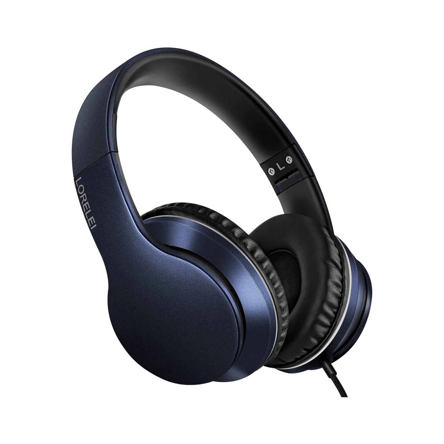 Over-Ear Headphones with Microphone, Lightweight Foldable & Portable Stereo Bass Headphones, Wired Headphones for Smartphone Tablet MP3,Dark Blue