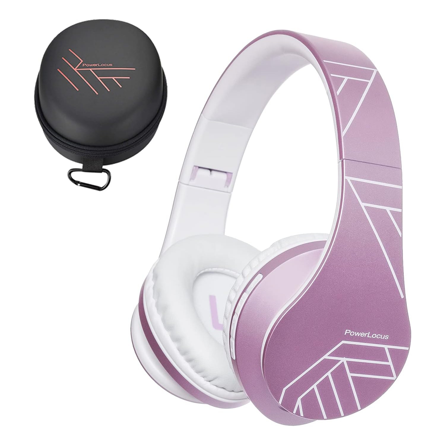 Bluetooth Headphones Over Ear, Wireless Headphones with Microphone, Foldable Headphone, Soft Memory Foam Earmuffs, FM Radio for iPhone/Android/Tablet/PC/TV, Purple/White