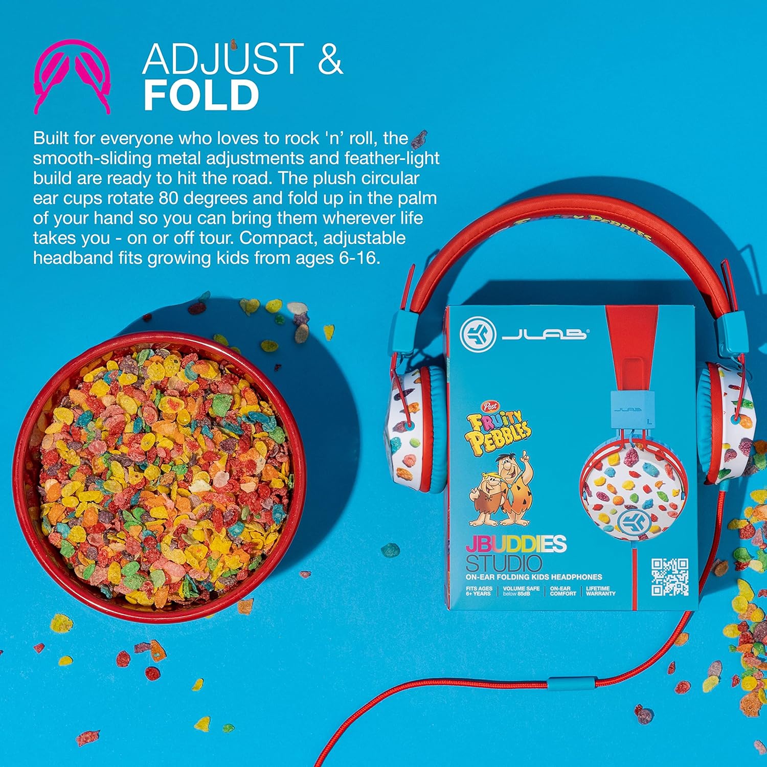 Casque d'écoute avec fil pour enfants, casque d'écoute pour tout-petits, technologie Studio Volume Safe, pliable, ajustable Isolation de bruit, avec