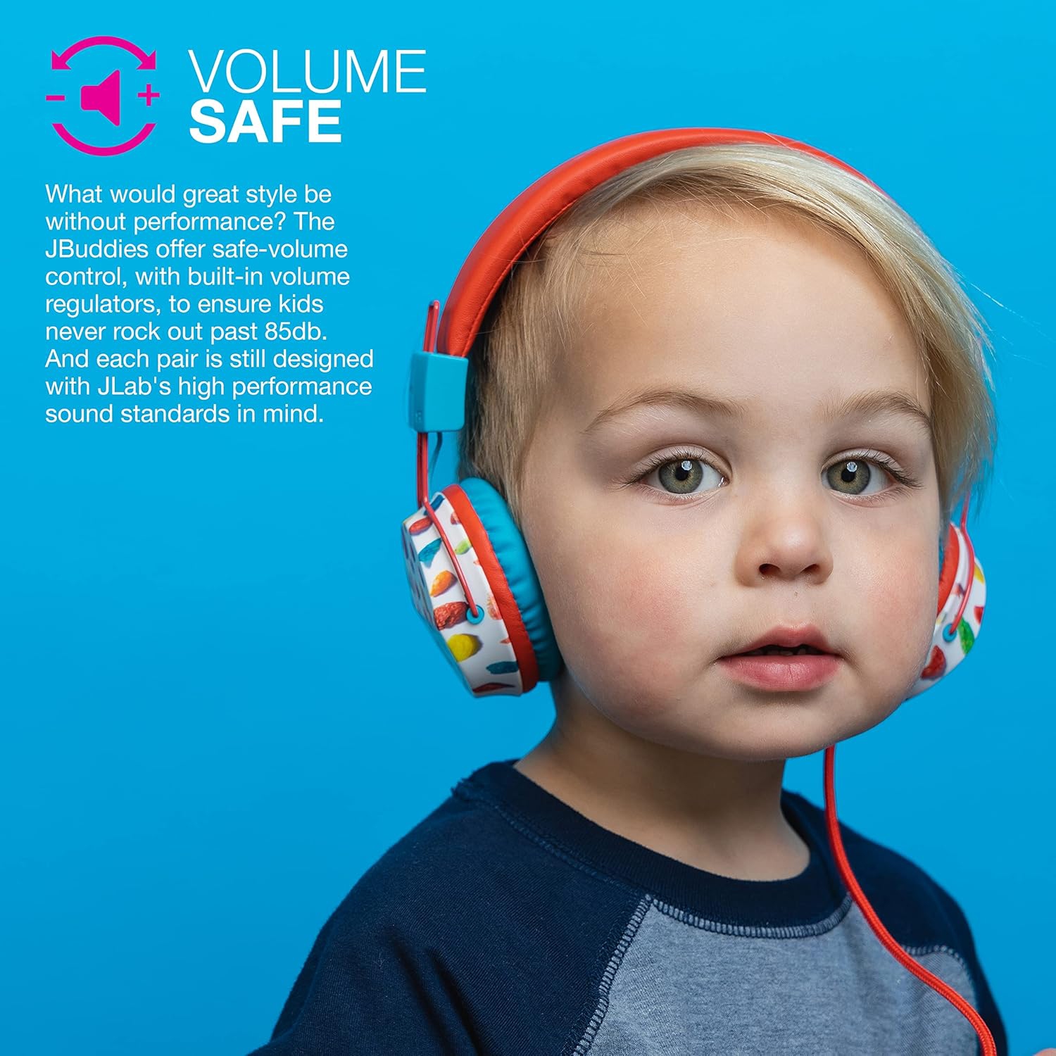 Casque d'écoute avec fil pour enfants, casque d'écoute pour tout-petits, technologie Studio Volume Safe, pliable, ajustable Isolation de bruit, avec