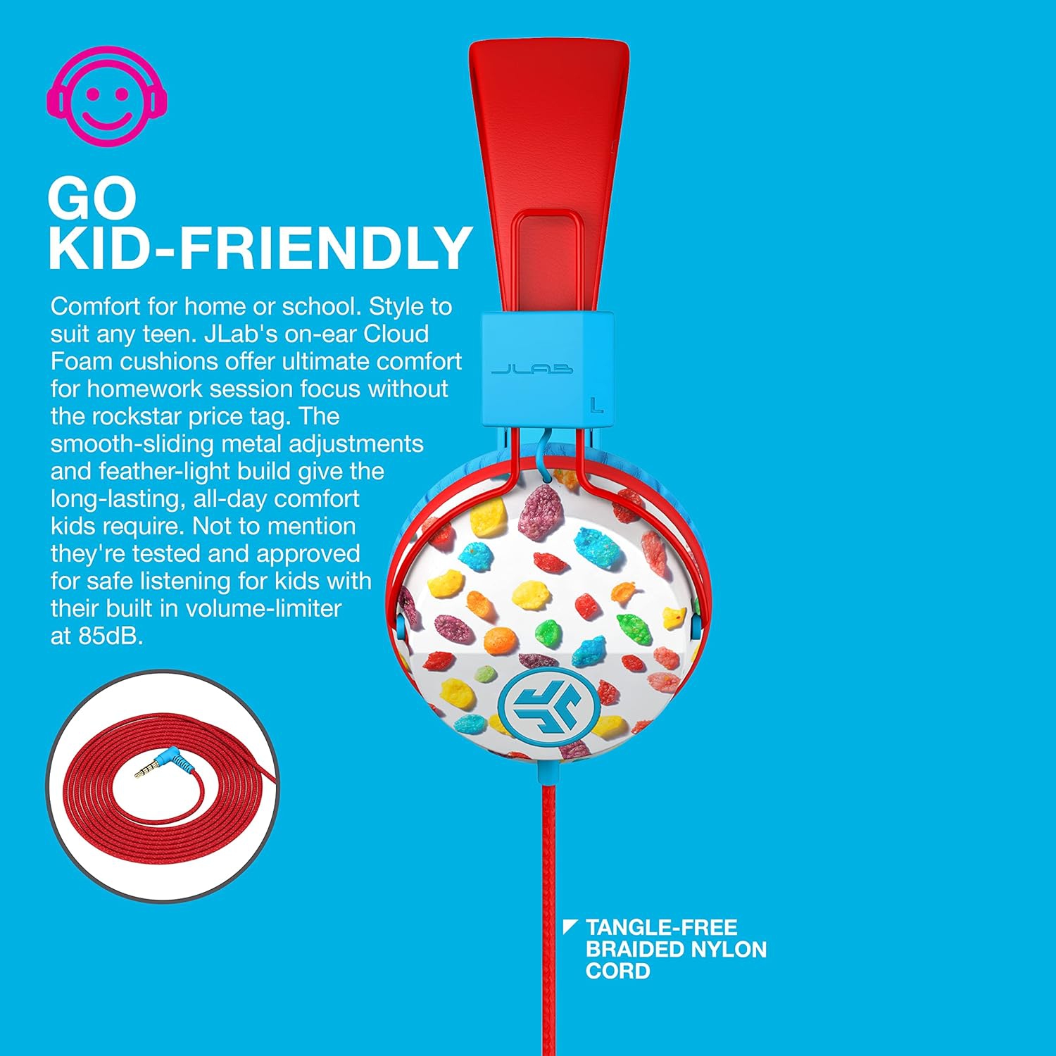 Casque d'écoute avec fil pour enfants, casque d'écoute pour tout-petits, technologie Studio Volume Safe, pliable, ajustable Isolation de bruit, avec