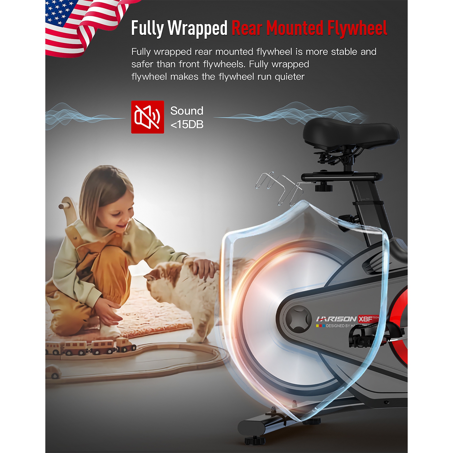 Vélo d'exercice semi-commercial de HARISON, vélo d'exercice magnétique pour la maison 400&nbsp;lb, vélo d'entraînement avec résistance réglable,