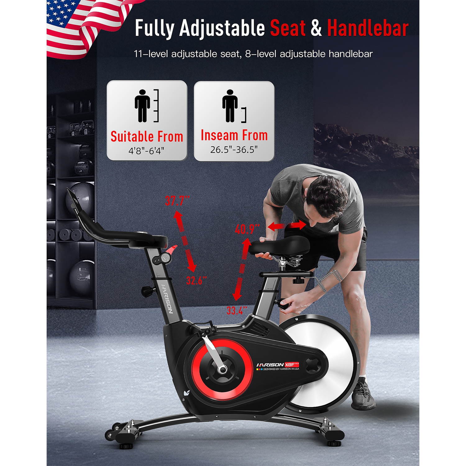 Vélo d'exercice semi-commercial de HARISON, vélo d'exercice magnétique pour la maison 400&nbsp;lb, vélo d'entraînement avec résistance réglable,