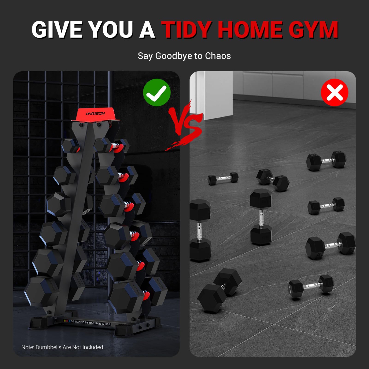 Support En A pour haltères HARISON seulement avec repères de poids, support à 6 niveaux pour haltères Home Gym capacité de 480 lb