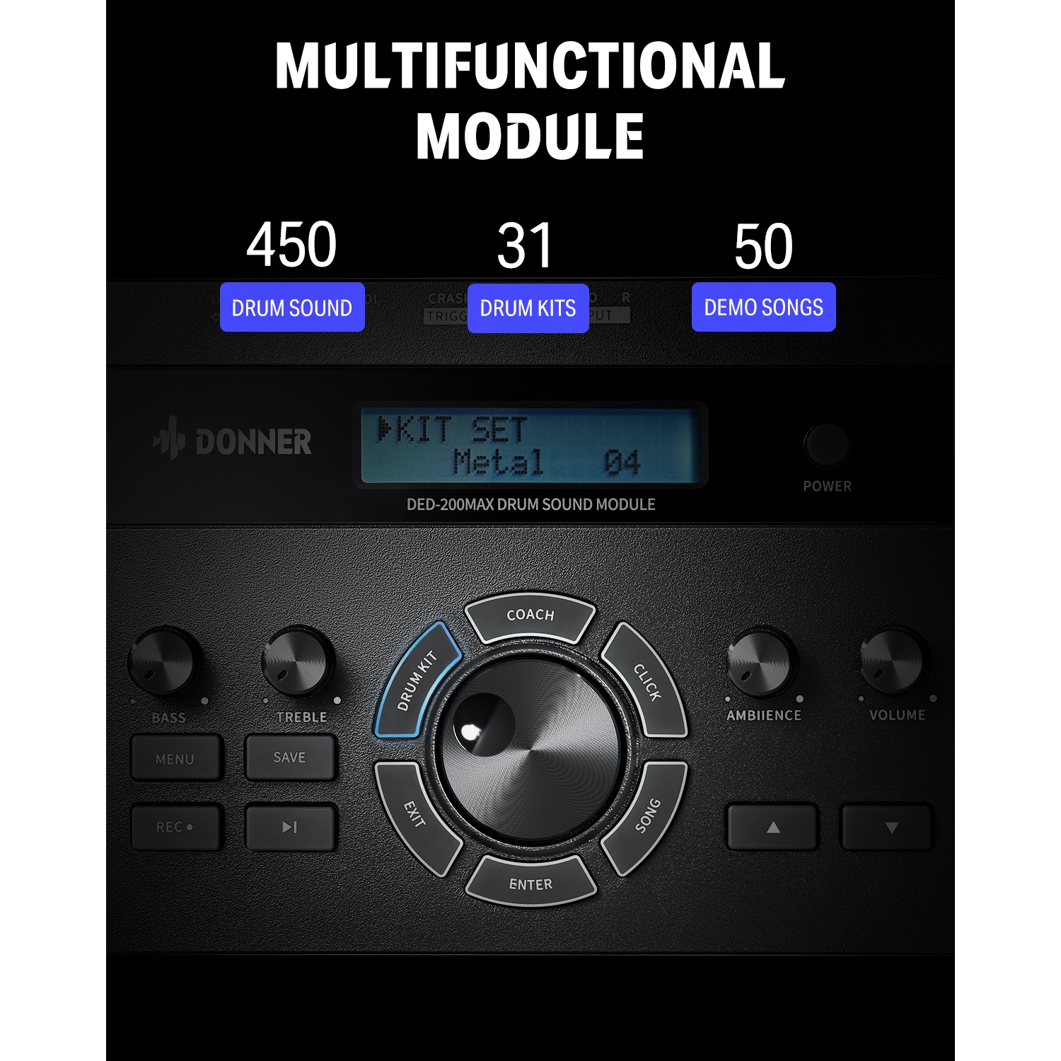 Donner DED-200 MAX Electronic Drum Set 5-Drum 3-Cymbal with Drum Throne/Headphone