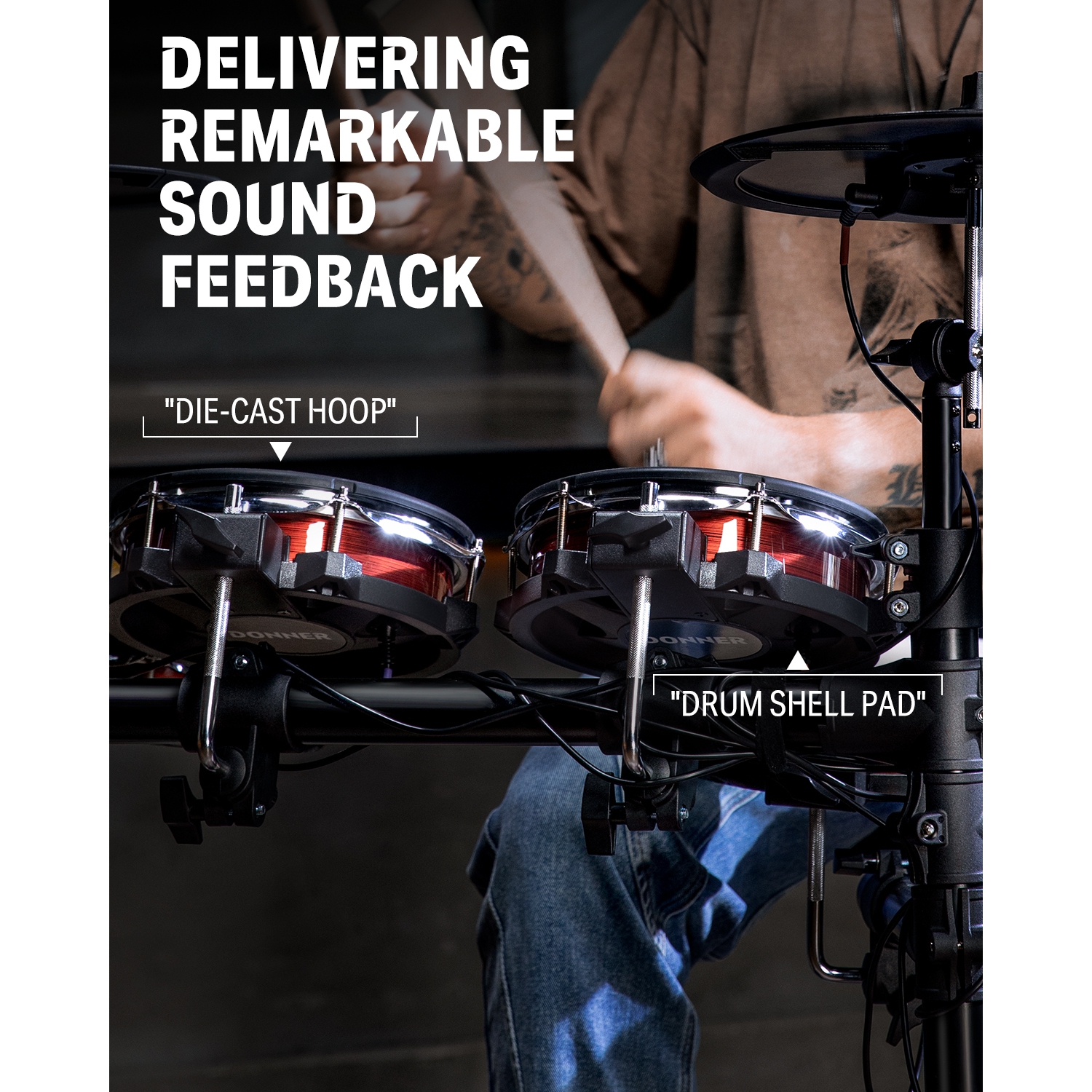 Donner DED-200 MAX Electronic Drum Set 5-Drum 3-Cymbal with Drum Throne/Headphone