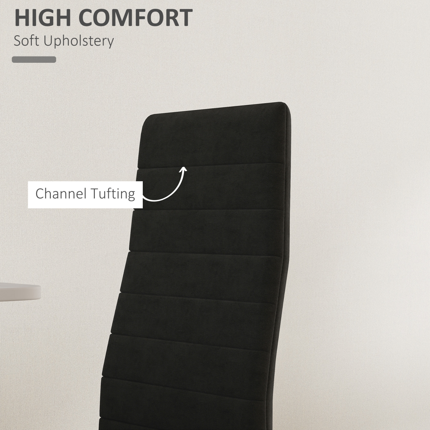 Ensemble de 4 chaises de salle à manger modernes de HOMCOM, chaises de cuisine en velours avec capitonnage en canaux et pattes en métal pour le