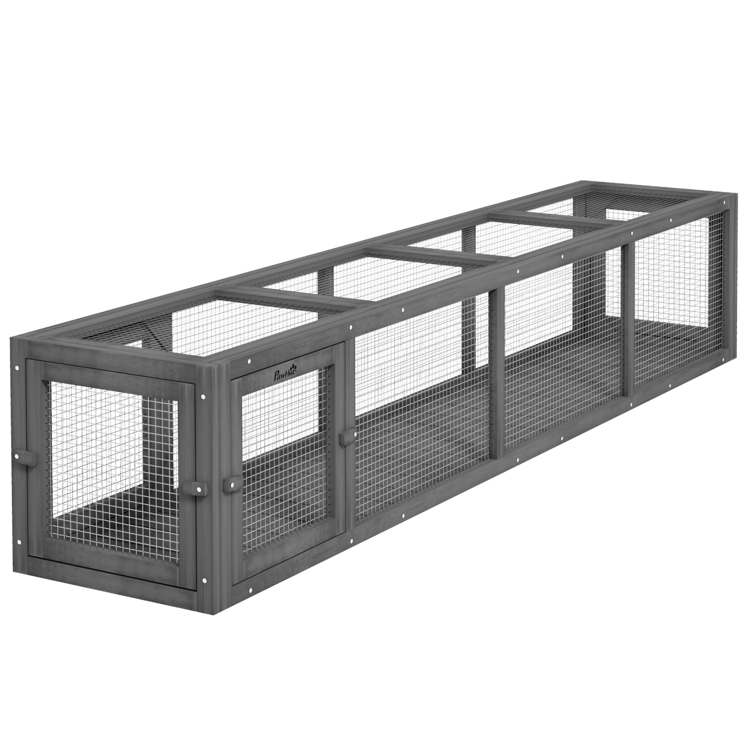 PawHut Catio Outdoor 79"L Cat Tunnel, Cat Enclosure DIY L- Shape with Extendable Design, Kitty shelter with Weather Protection, Removable Door, Dark