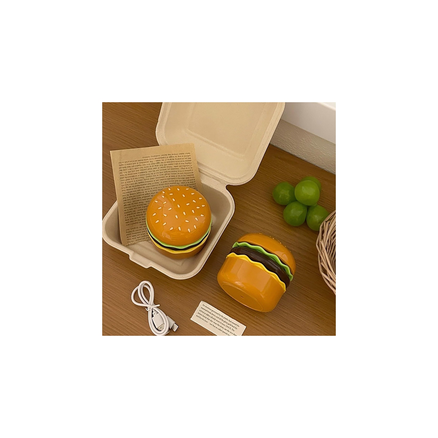 Rechargeable Hamburg Nightlight, Sleep Enhancing Light for Bedroom, Dorm Room Desk Lamp, Ideal Birthday Gift, Home Trimmings