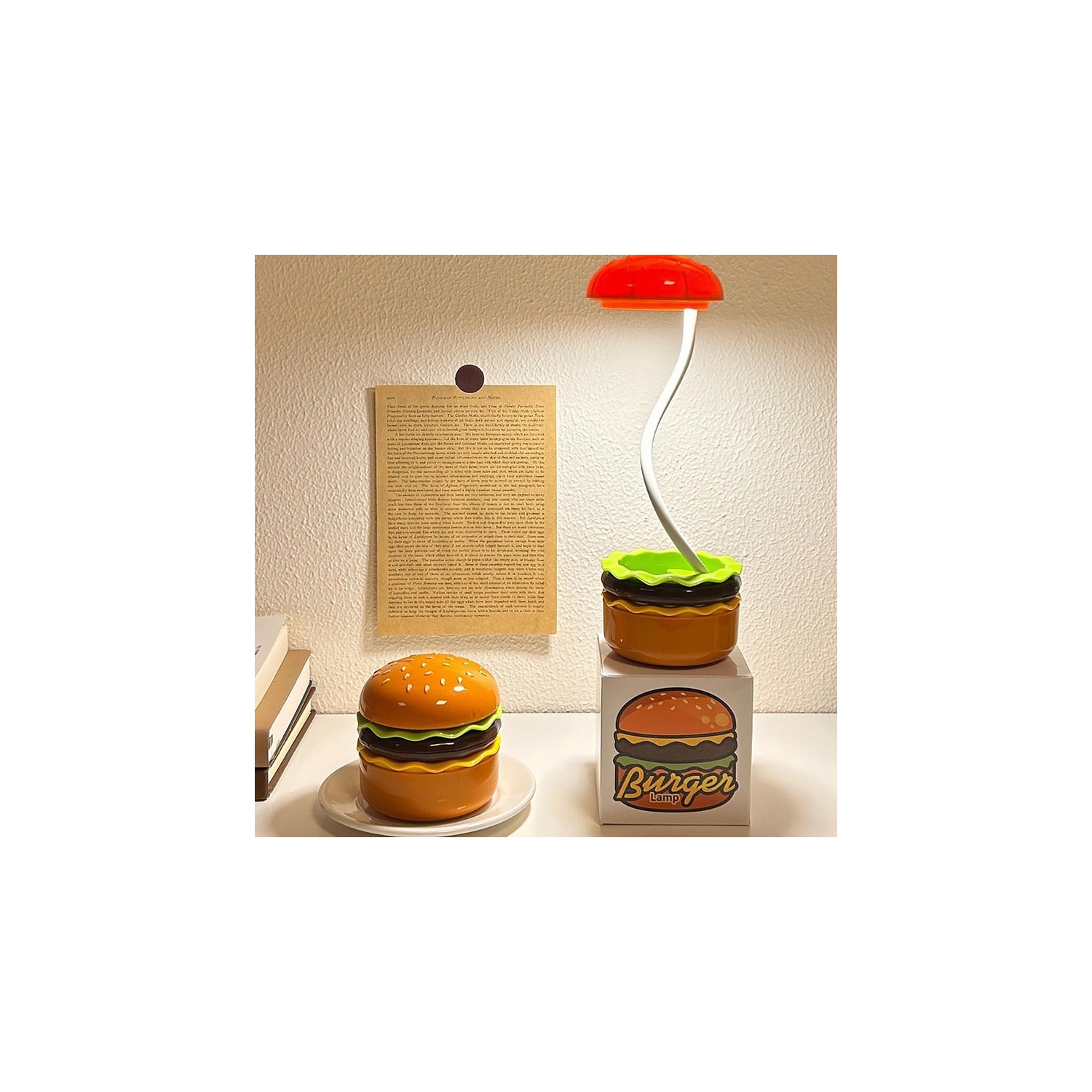 Rechargeable Hamburg Nightlight, Sleep Enhancing Light for Bedroom, Dorm Room Desk Lamp, Ideal Birthday Gift, Home Trimmings