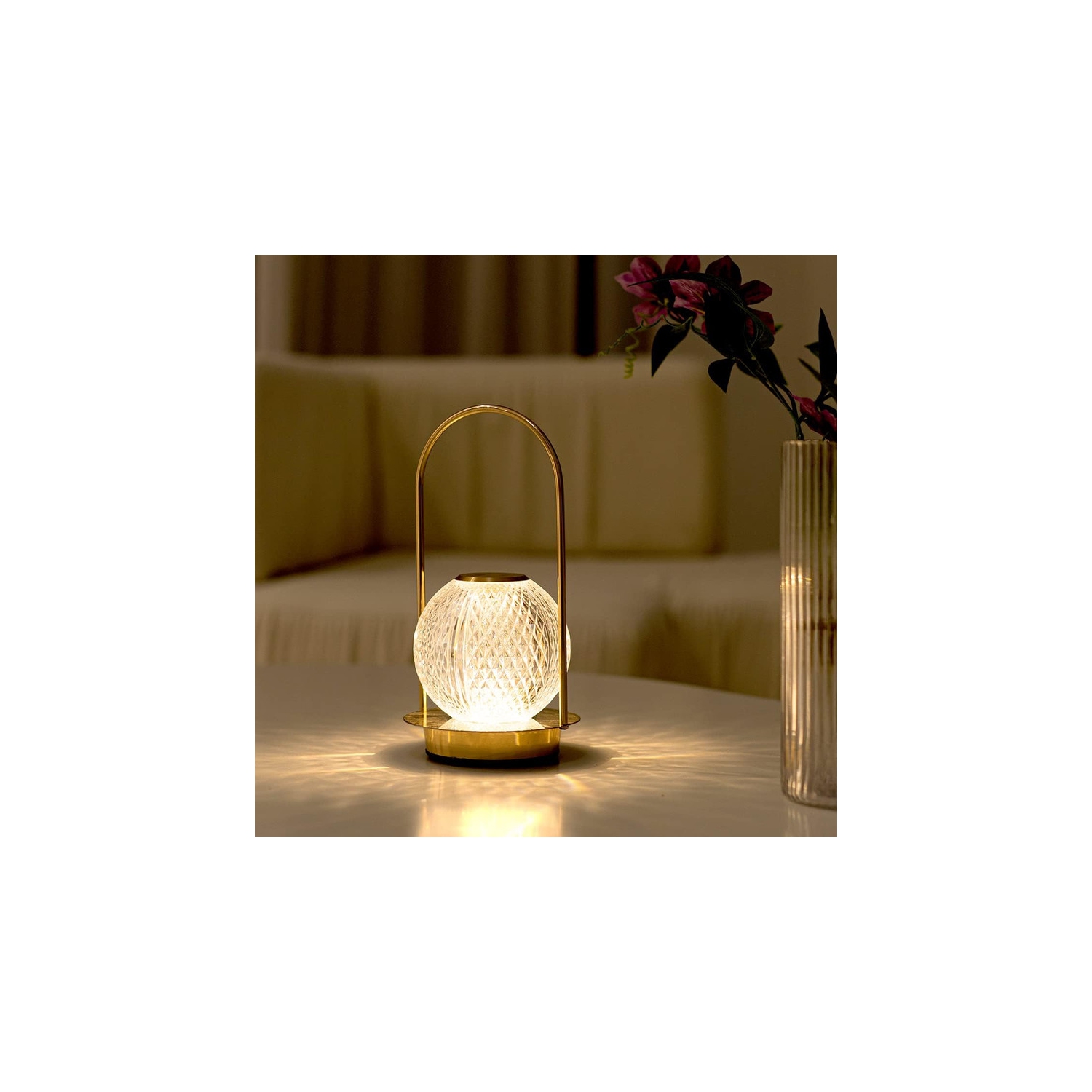 Cordless Lamp Crystal Battery Operated Lamp,Night Light for Livingroom, Bedroom,Kidsroom,Outdoor,Restaurant,Nightstand, Wireless Rechargeable Dimmable