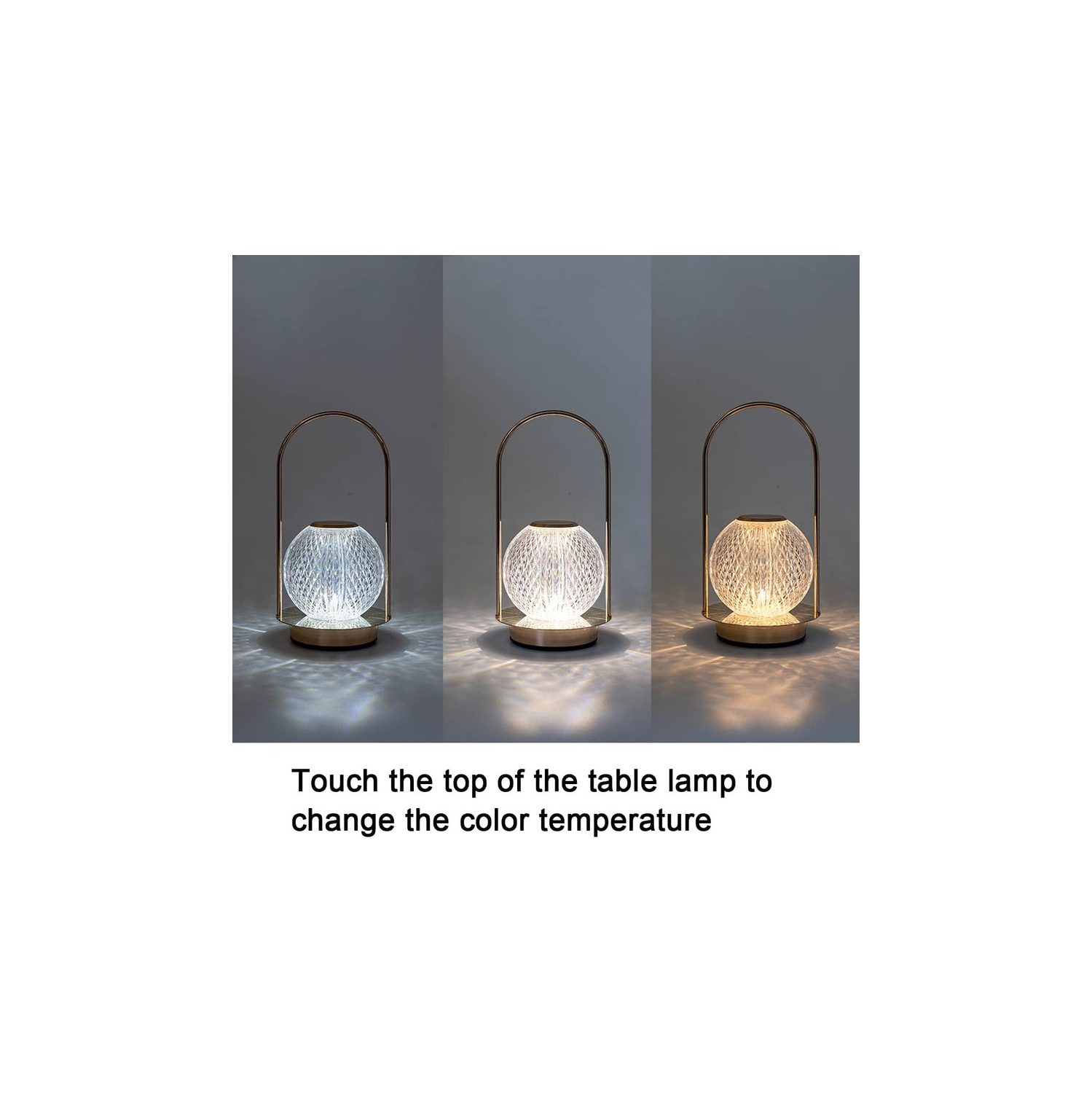 Cordless Lamp Crystal Battery Operated Lamp,Night Light for Livingroom, Bedroom,Kidsroom,Outdoor,Restaurant,Nightstand, Wireless Rechargeable Dimmable