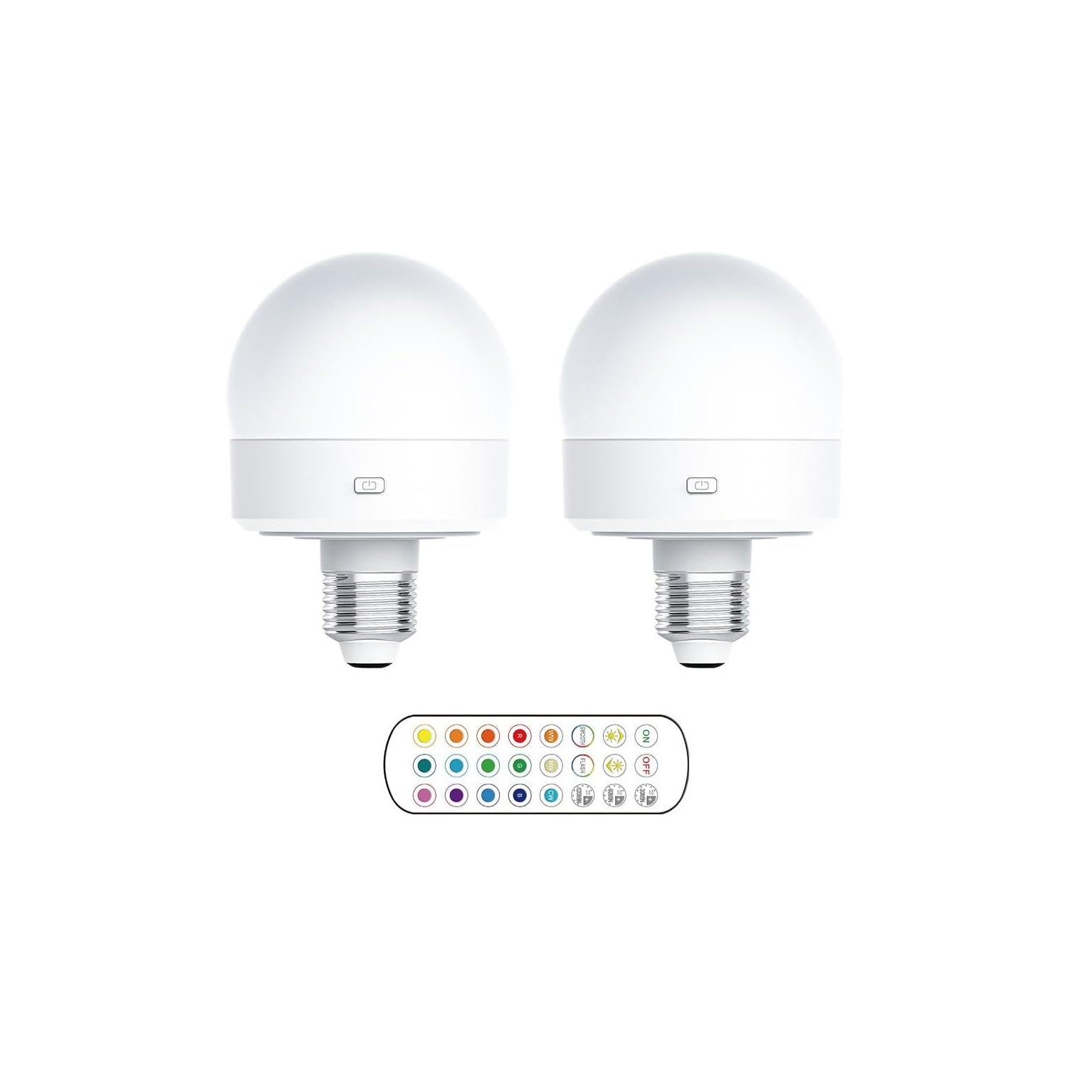 Rechargeable Light Bulb with Remote,E26 Smart RGB Color Changing Bulb,Cordless E26 LED Battery Powered Light Bulb for Non-Hardwired Lamps,3 Color