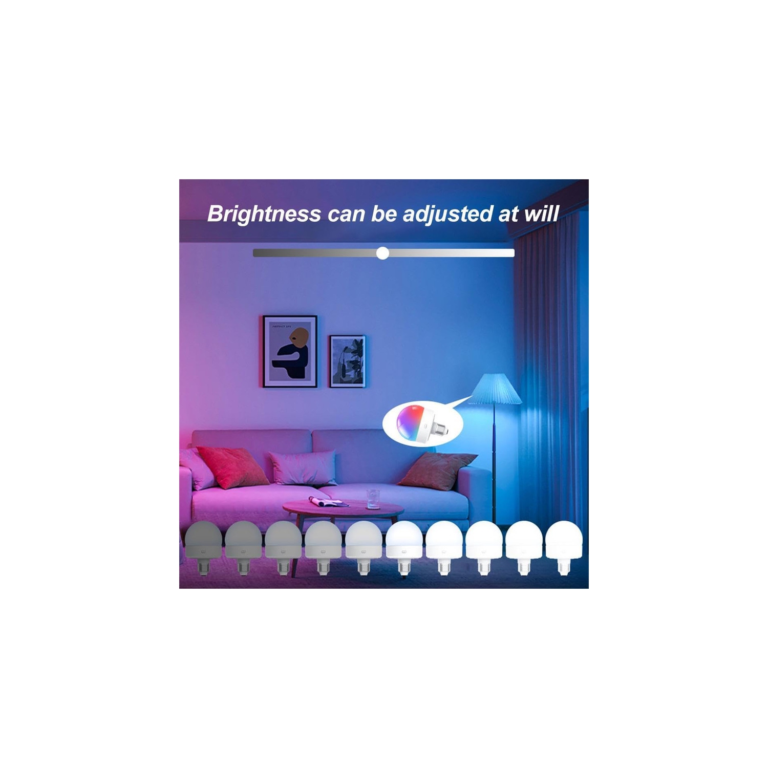 Rechargeable Light Bulb with Remote,E26 Smart RGB Color Changing Bulb,Cordless E26 LED Battery Powered Light Bulb for Non-Hardwired Lamps,3 Color