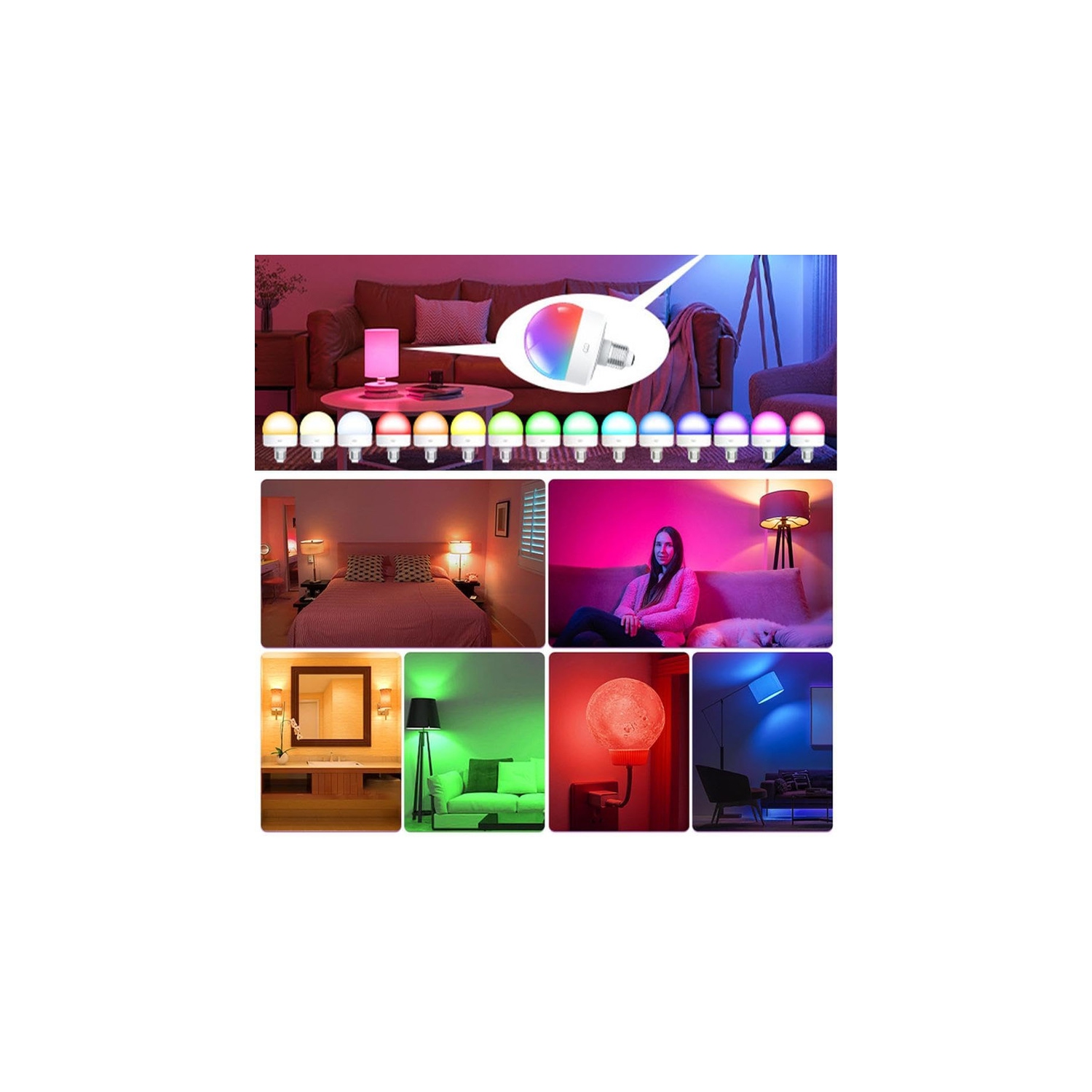 Rechargeable Light Bulb with Remote,E26 Smart RGB Color Changing Bulb,Cordless E26 LED Battery Powered Light Bulb for Non-Hardwired Lamps,3 Color