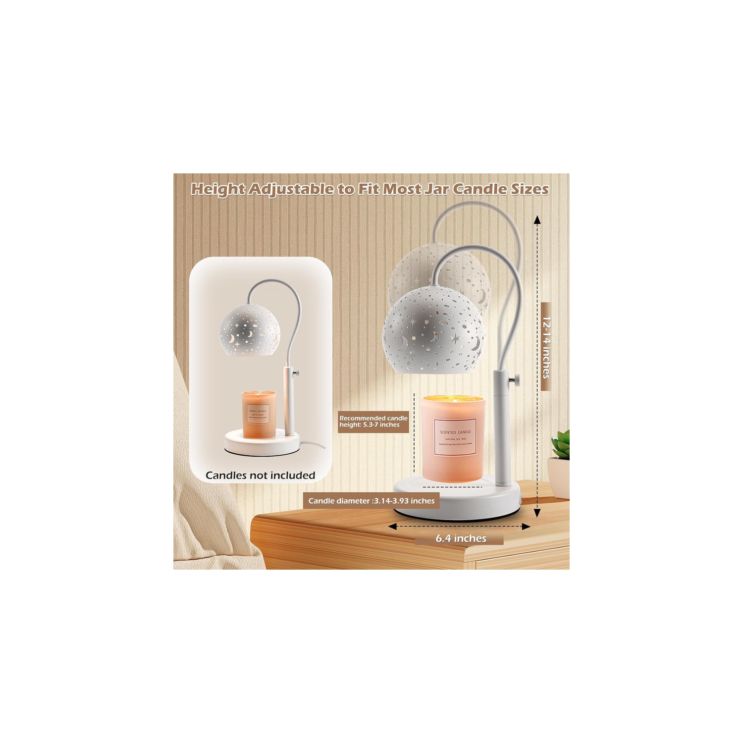 Candle Warmer Lamp with Timer, Candle Lamp Warmer House Warming Gifts New Home, Electric Candle Warmer with 2 Bulbs, Candle Wax Warmer for Jar
