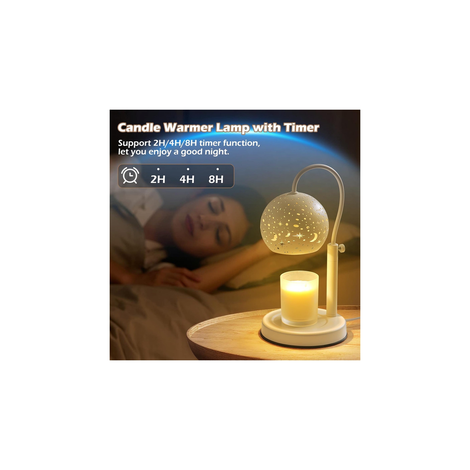 Candle Warmer Lamp with Timer, Candle Lamp Warmer House Warming Gifts New Home, Electric Candle Warmer with 2 Bulbs, Candle Wax Warmer for Jar