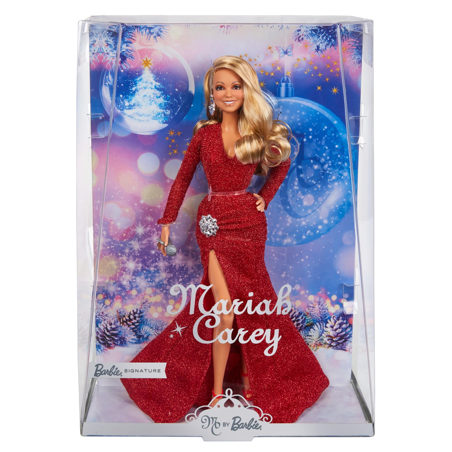 Barbie Signature, Mariah Carey Holiday Collection en robe rouge scintillante avec accessoires argentés
