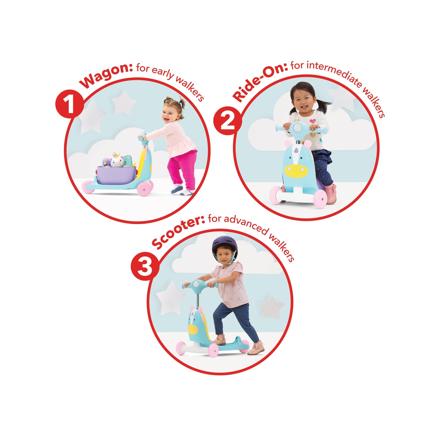 Trotteur d'activités 3-en-1 de Skip Hop pour jeune enfant, licorne Zoo