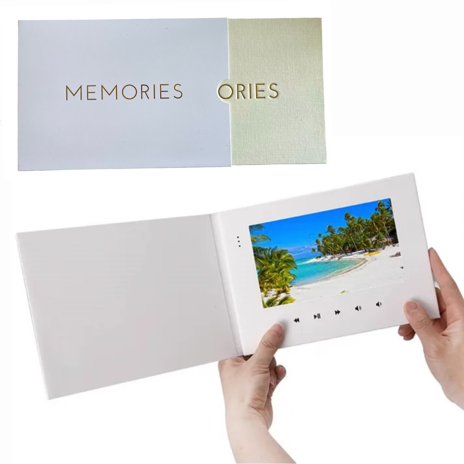 Album photo numérique TUTT 7&nbsp;po HD Livre vidéo | Mémoire 4&nbsp;Go Cadre d'affichage de mariage LCD portatif à couverture rigide | Brochure