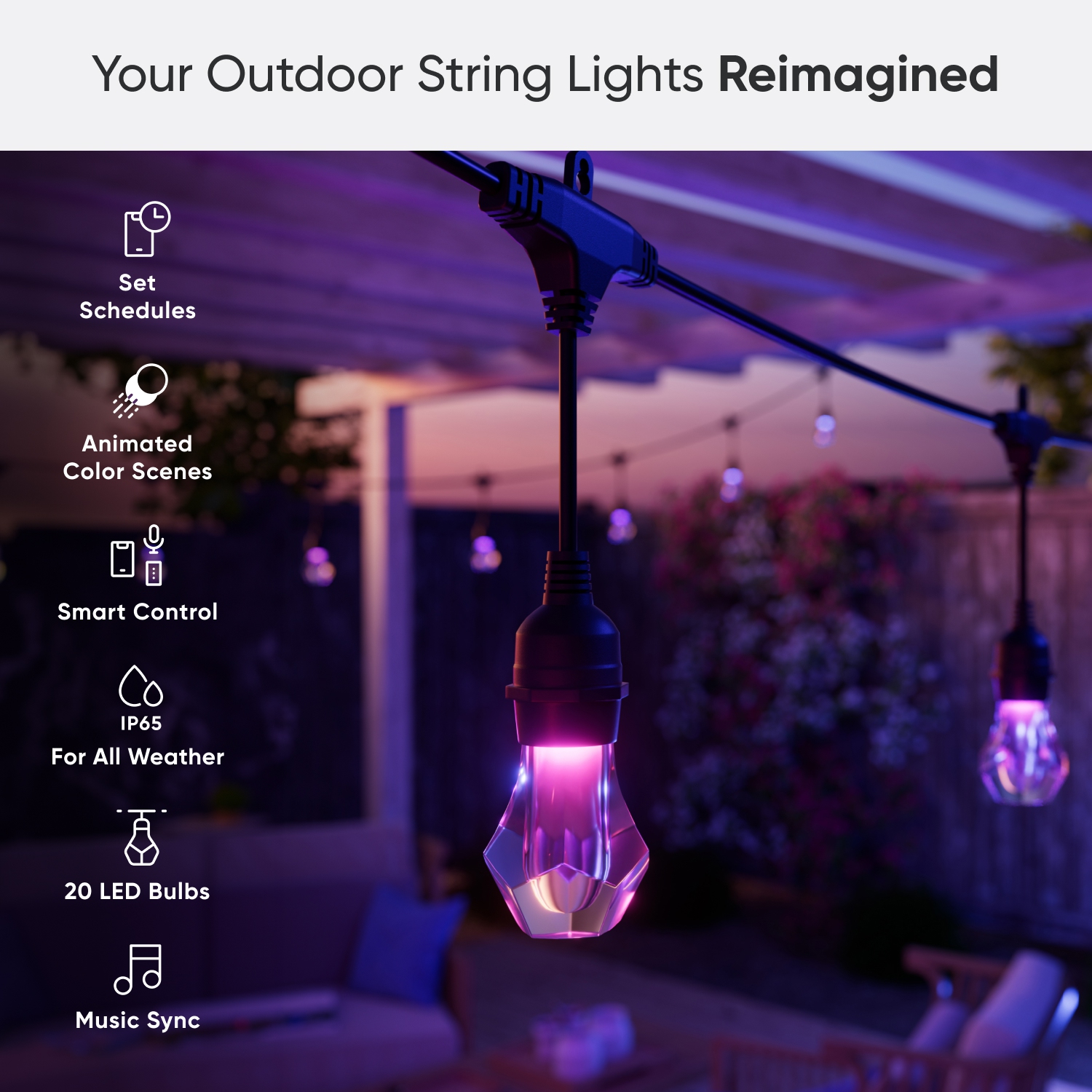 Nanoleaf Matter Smart Multicolor Outdoor String Lights Expansion Pack 49ft