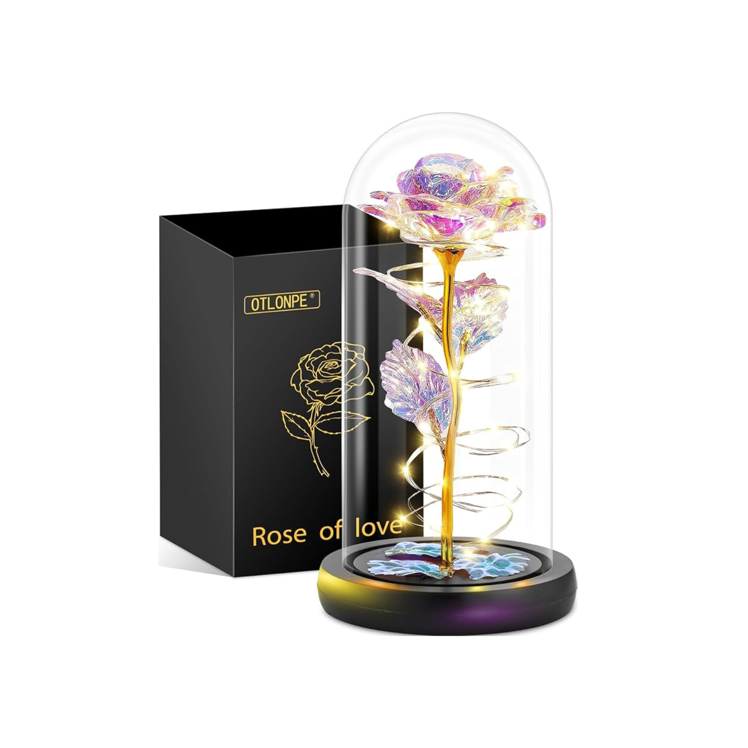 Christmas Birthday Gifts for Women Mom,Retirement Best Friend Rose Gifts for Women,Light Up Glass Rose Gifts for Mom Teacher,Valentines for Wife