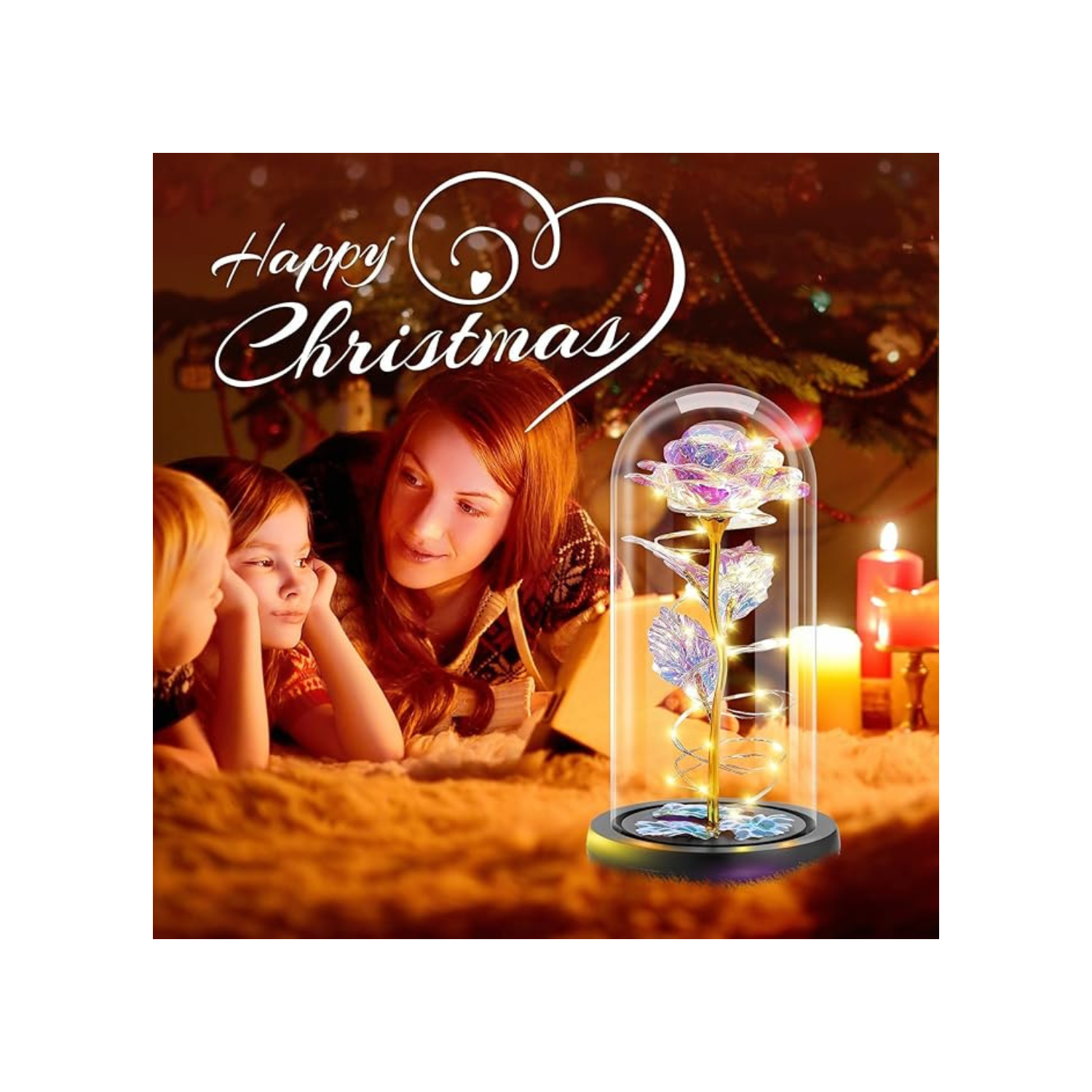 Christmas Birthday Gifts for Women Mom,Retirement Best Friend Rose Gifts for Women,Light Up Glass Rose Gifts for Mom Teacher,Valentines for Wife