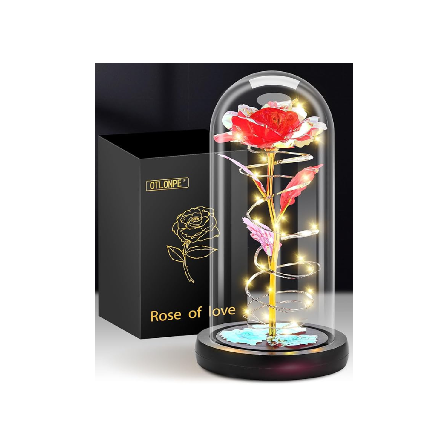 Christmas Birthday Gifts for Women Mom,Retirement Best Friend Rose Gifts for Women,Light Up Glass Rose Gifts for Mom Teacher,Valentines for Wife