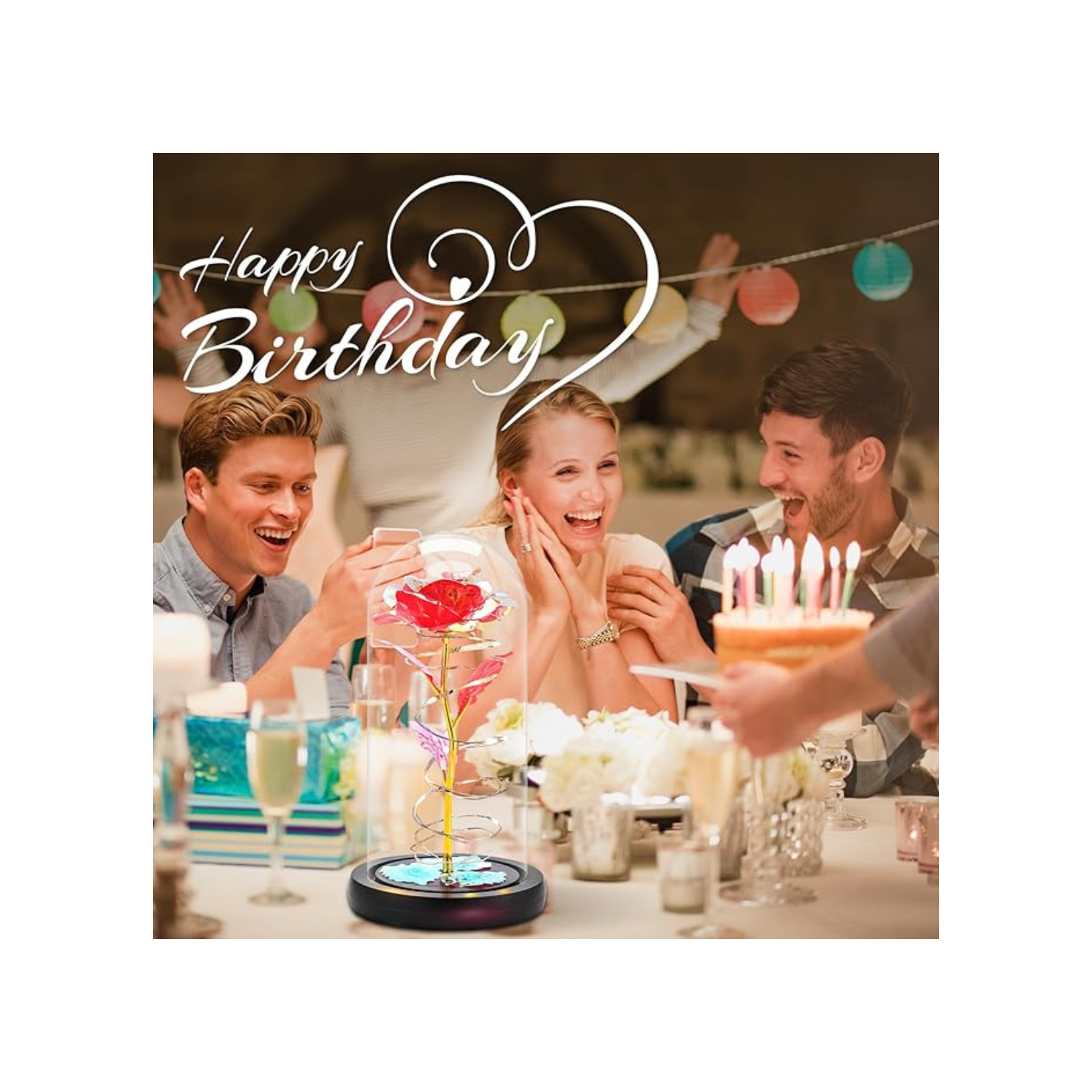 Christmas Birthday Gifts for Women Mom,Retirement Best Friend Rose Gifts for Women,Light Up Glass Rose Gifts for Mom Teacher,Valentines for Wife