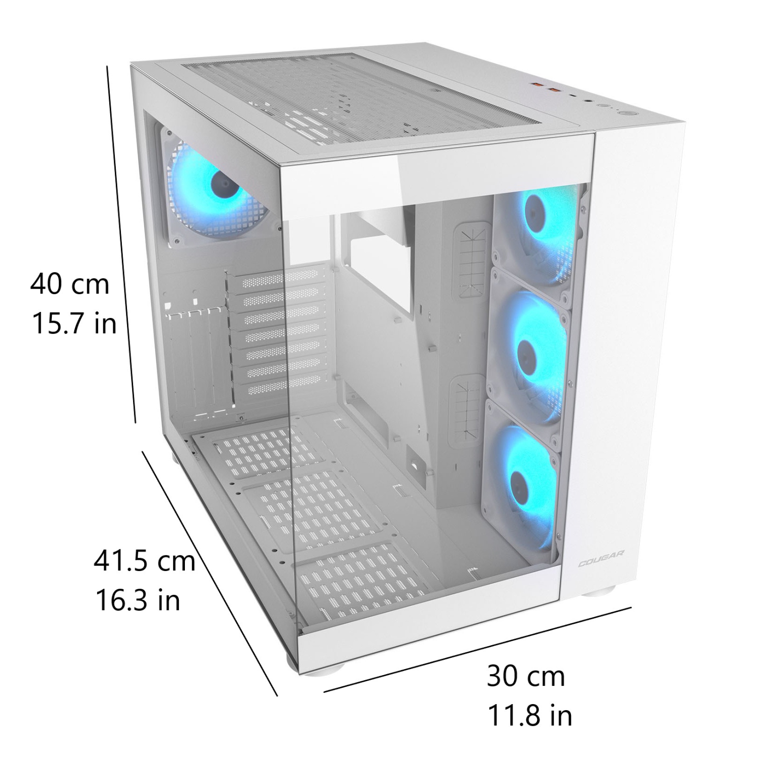 Cougar FV150 RGB Mid Tower ATX Computer Case, Tempered Glass Side Panel, 4 x 120mm ARGB Fans Pre-Installed, White