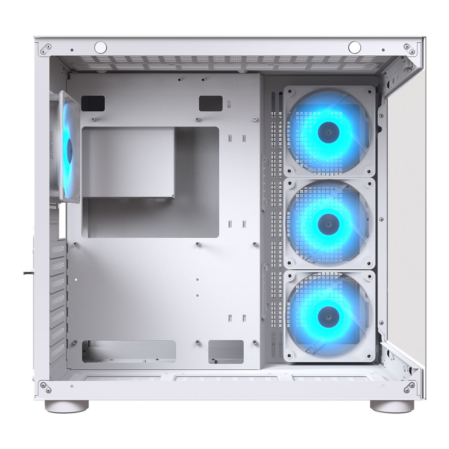 Cougar FV150 RGB Mid Tower ATX Computer Case, Tempered Glass Side Panel, 4 x 120mm ARGB Fans Pre-Installed, White