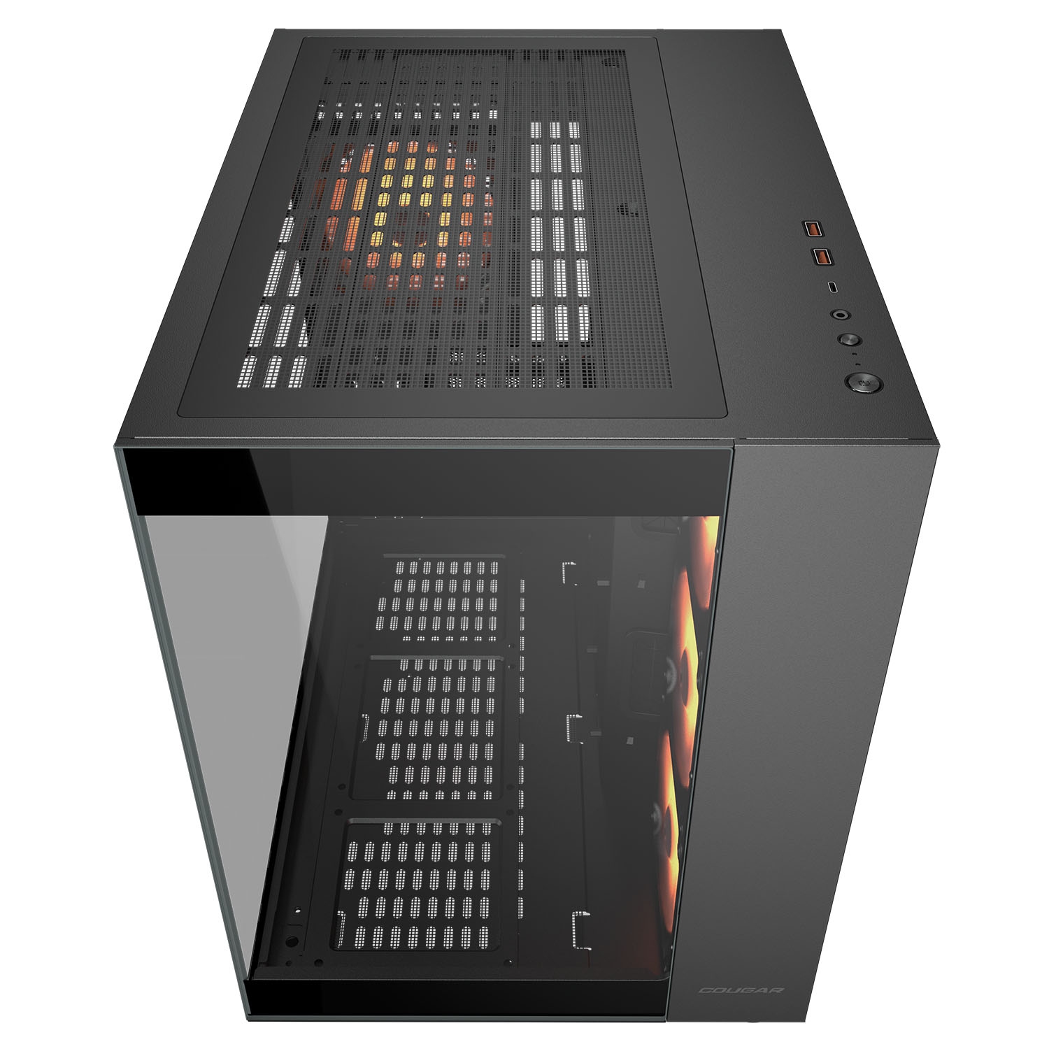 Cougar FV150 RGB Mid Tower ATX Computer Case, Tempered Glass Side Panel, 4 x 120mm ARGB Fans Pre-Installed, Black