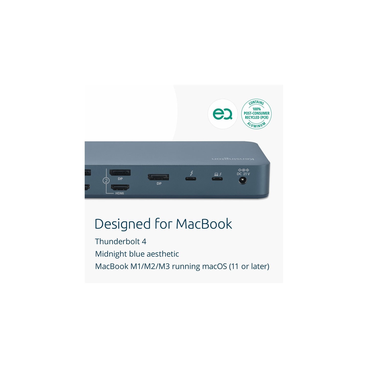 Kensington 4 – Station d'accueil 40 Gb/s Quad Thunderbolt™ 4 SD5900T EQ avec technologie DisplayLink – Bleu minuit