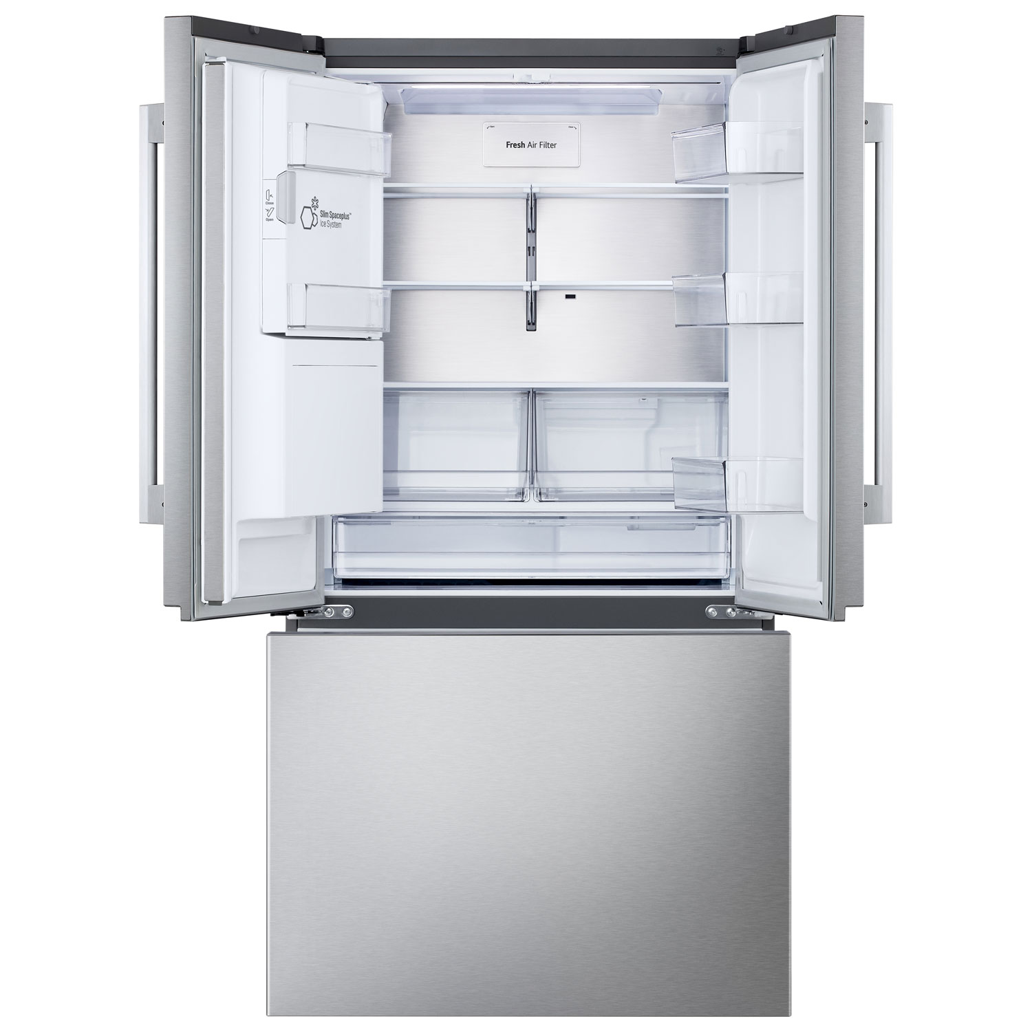 LG 36" 23.7 Cu. Ft. French 3-Door Counter-Depth MAX Refrigerator with Zero Clearance - Stainless Steel